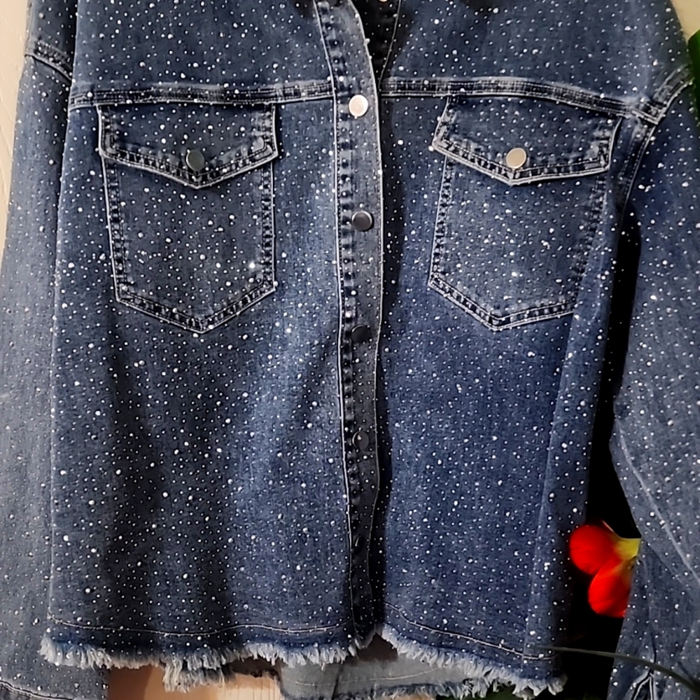 For Her Rhinestone Denim Jacket - Picture 3 of 9